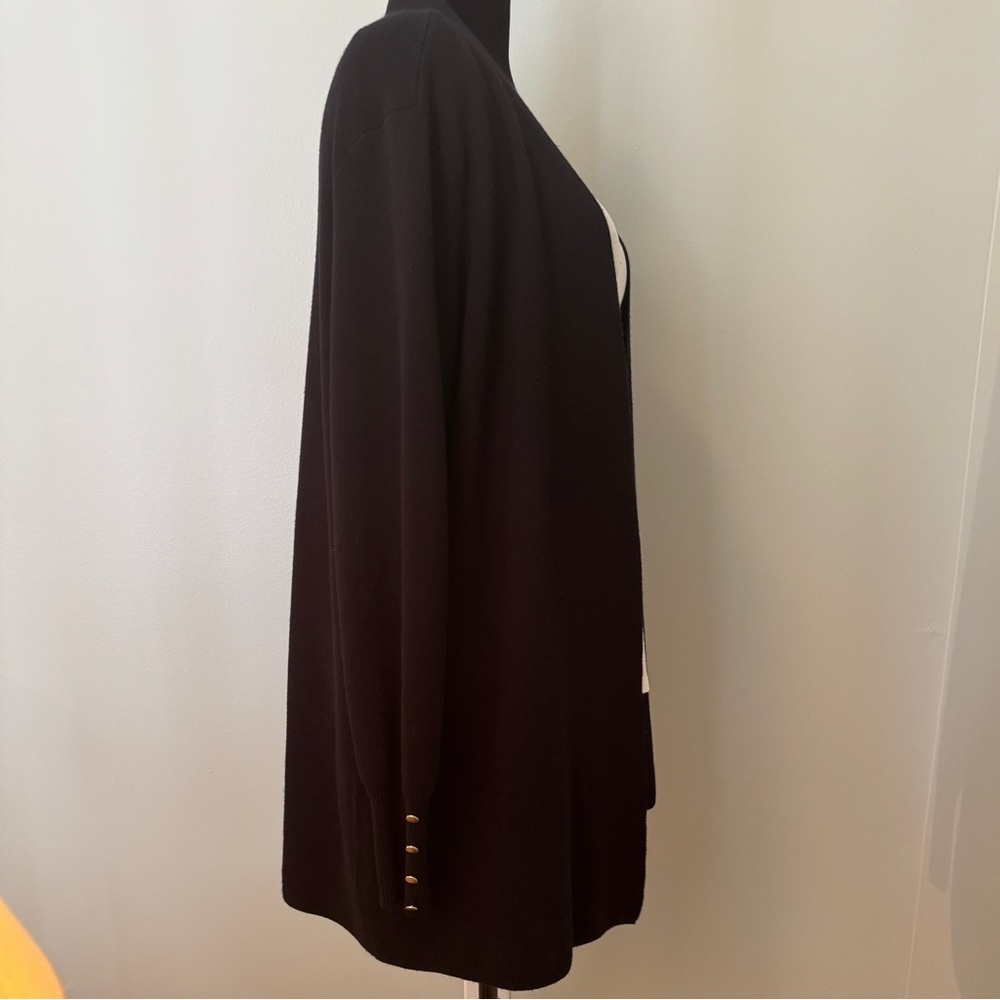 Cyrus Black Open Front Long Cardigan Size: Large - Picture 4 of 7